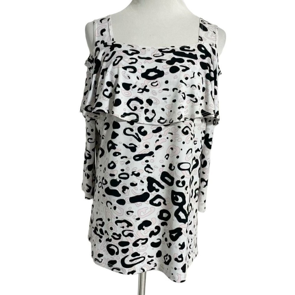 Clara Sunwoo Medium  Top Blouse Cold Shoulder Slinky